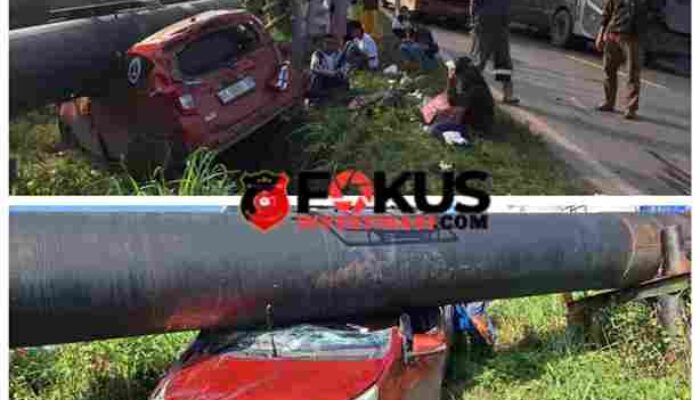 Cayla Ringsek Dibawah Pipa Pertamina, Usai di Tabrak Bus Bintang Utara di R