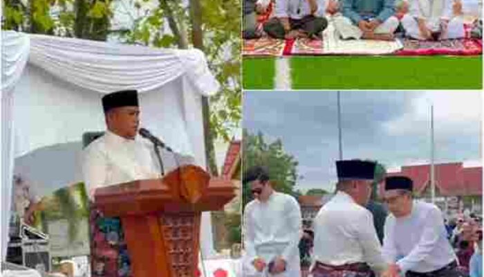 Bupati H Zukri Sholat Idul Adha 1446 H di Lapangan Mini Soccer Pangkalan Kerinci