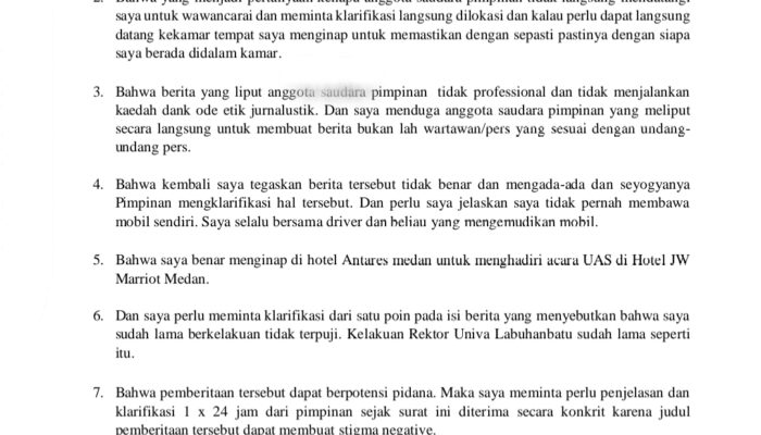 Terkait berita viral Rektor Univa LB. Rektor : Banyak yang aneh menjelang pemilihan Rektor.