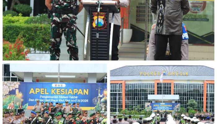 Kapolres Gresik Pimpin Apel Pengamanan Idulfitri 2026, Ajak Warga Takbiran di Masjid