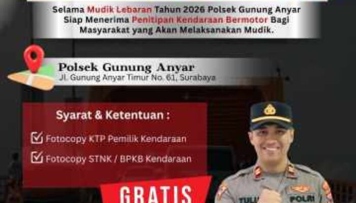 Polsek Gunung Anyar Sediakan Layanan Penitipan Motor Gratis Selama Mudik Lebaran