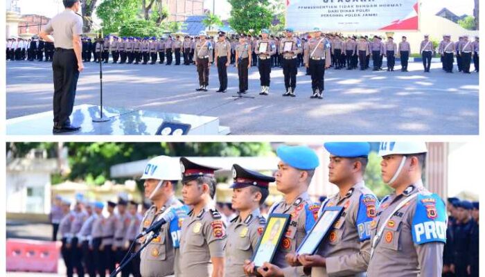 Polda Jambi Gelar Upacara PTDH, Empat Personel Diberhentikan Tidak Dengan Hormat
