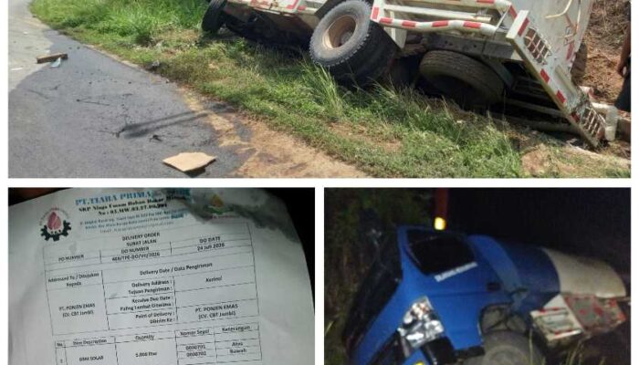 Babinsa Kodim 0417/Kerinci Temukan Mobil Tangki BBM Non Subsidi Tergelincir di Bahu Jalan , Diduga Angkut Solar Tanpa Dokumen Resmi