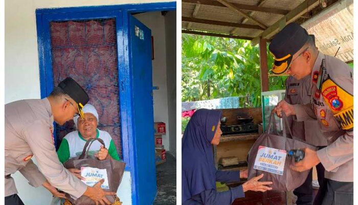 Kapolsek Taman Bagikan Sembako kepada Warga, Ajak Anggota Peduli Sosial