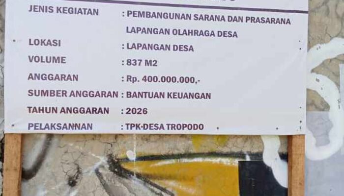 Transparansi Proyek Rp400 Juta Disorot, Warga Desa Tropodo Sidoarjo Pertanyakan Kejelasan Anggaran Lapangan Olahraga